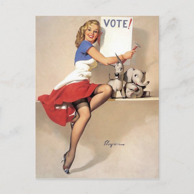 Vintage Pinup, Vote Postcard (Front)