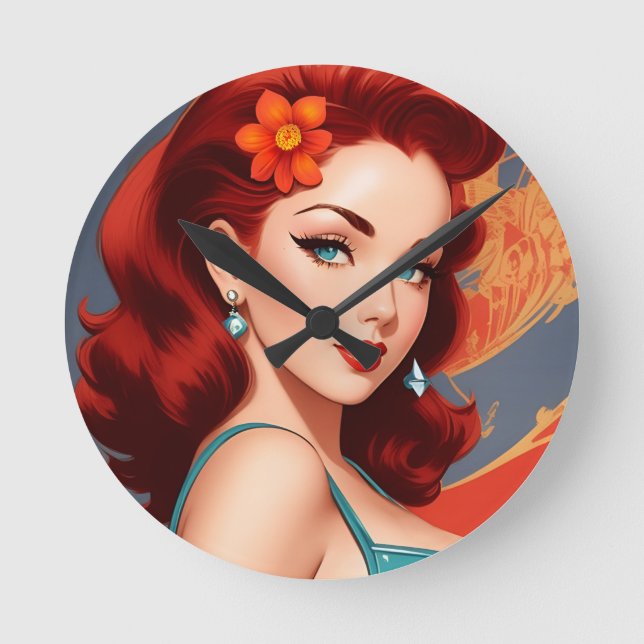 Vintage Pinup Wall Clock (Front)