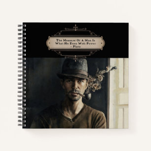 Vintage Pipe Hat Man Plato Quote Black Journal