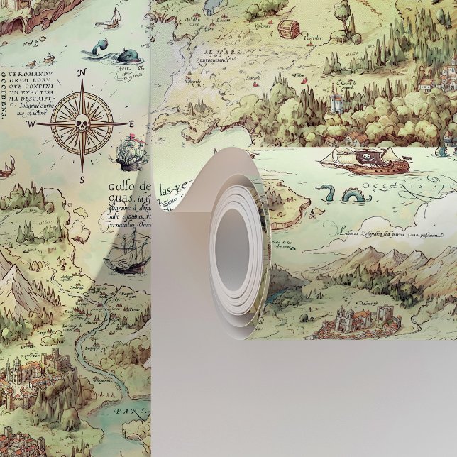 Vintage Pirate Adventure Map & Castles Wallpaper (Creator Uploaded)