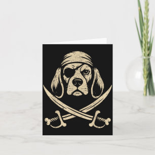Vintage Pirate Beagle Crossbones Halloween Dog Card