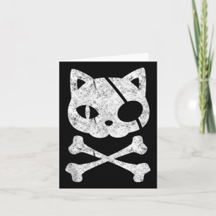 Vintage Pirate Cat Kitten Halloween Skull Cross Bo Card