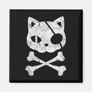 Vintage Pirate Cat Kitten Halloween Skull Cross Bo Magnet