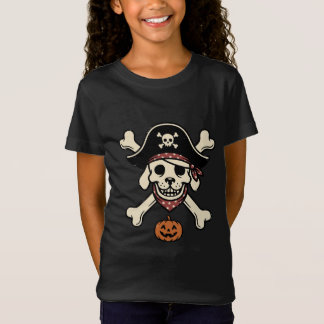 Vintage Pirate Dog Halloween Skull Cross Bones T-Shirt