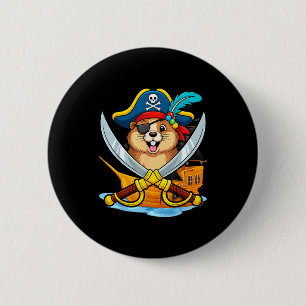 Vintage Pirate Groundhog And Crossbones _1 6 Cm Round Badge