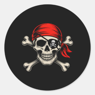 Vintage Pirate Halloween Skull Ndana Men Boys Teen Classic Round Sticker