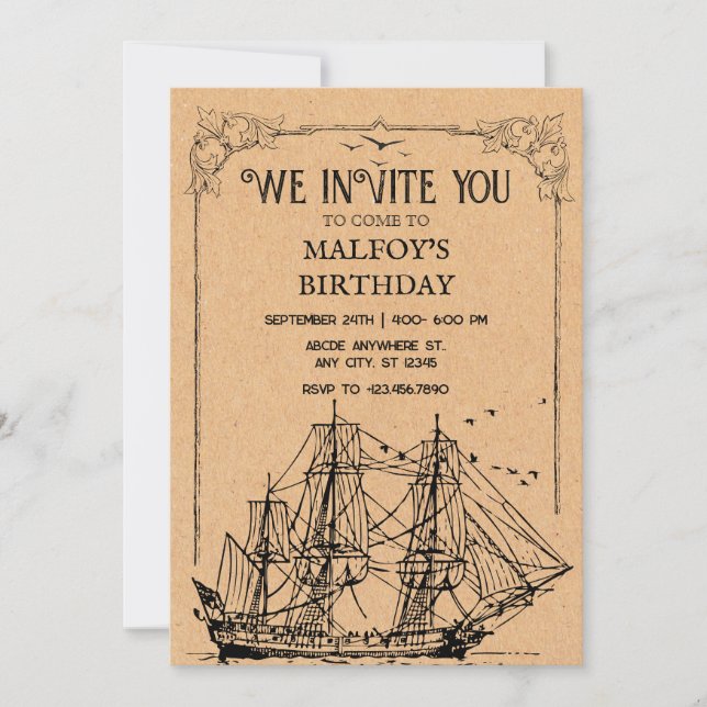 Vintage Pirate  Invitation (Front)