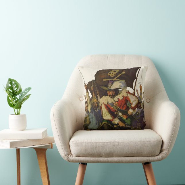 Vintage Pirate Life Wyeth Illustration Cushion (Chair)