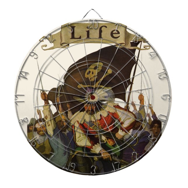 Vintage Pirate Life Wyeth Illustration Dartboard (Front)