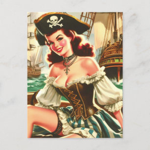 Vintage Pirate Pin Up Postcard