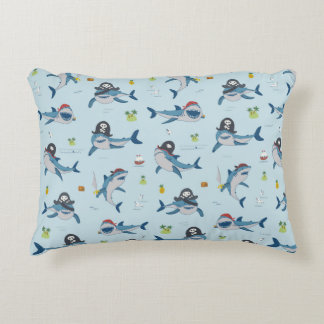 Vintage pirate shark funny sea animal wild hand dr decorative cushion