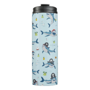 Vintage pirate shark funny sea animal wild hand dr thermal tumbler