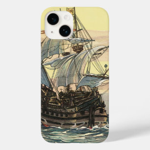 Vintage Pirate Ship, Galleon Sailing on the Ocean Case-Mate iPhone 14 Case
