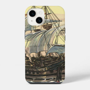 Vintage Pirate Ship, Galleon Sailing on the Ocean iPhone 14 Case