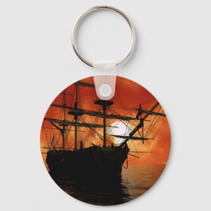 Vintage Pirate Ship Key Ring