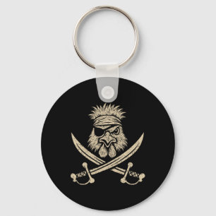 Vintage Pirate Silkie Chicken And Crossbones Farm Key Ring