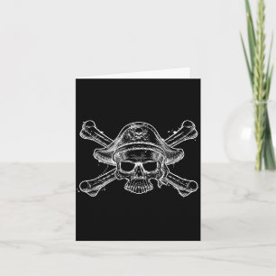 Vintage pirate skull and crossbone skeleton jolly card