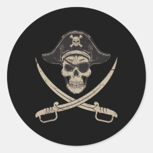 Vintage Pirate Skull And Crossbones Last Minute Ha Classic Round Sticker