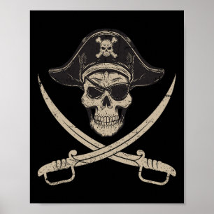 Vintage Pirate Skull And Crossbones Last Minute Ha Poster