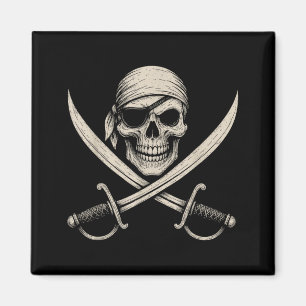 Vintage Pirate Skull And Crossbones Skeleton Magnet