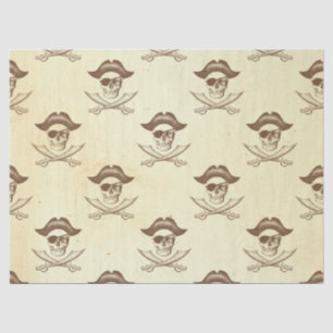 Vintage Pirate Skull and Swords on Cream Decoupage Tissue Paper