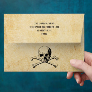 Vintage Pirate Skull & Bones Halloween Envelope