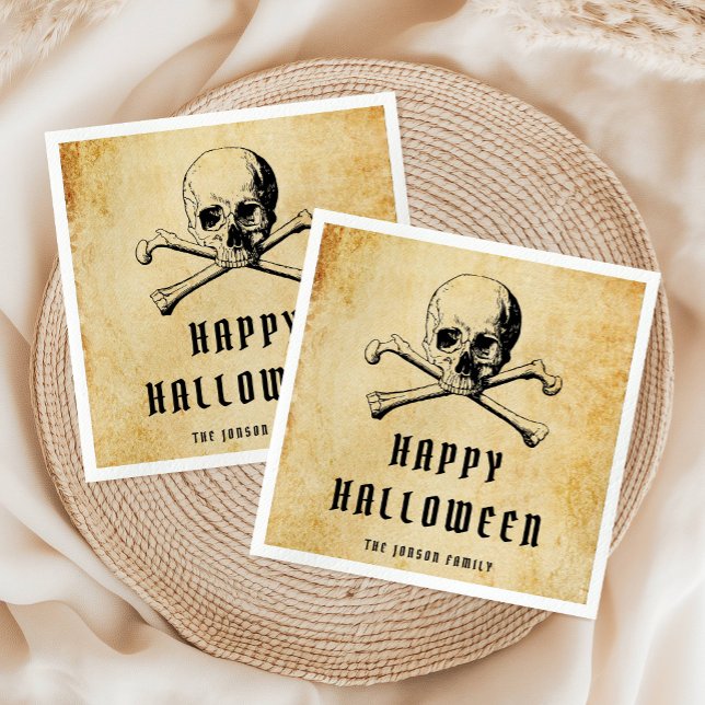 Vintage Pirate Skull & Bones Halloween  Napkin (Vintage Pirate Skull & Bones Halloween Napkins)