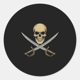 Vintage Pirate Skull Caribbean Cruise Halloween Sk Classic Round Sticker