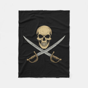 Vintage Pirate Skull Caribbean Cruise Halloween Sk Fleece Blanket