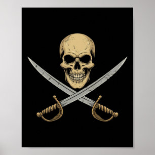 Vintage Pirate Skull Caribbean Cruise Halloween Sk Poster