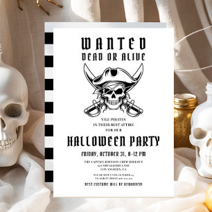 Vintage Pirate Skull Halloween Party  Invitation