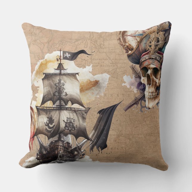 Vintage Pirate Theme Cushion (Front)