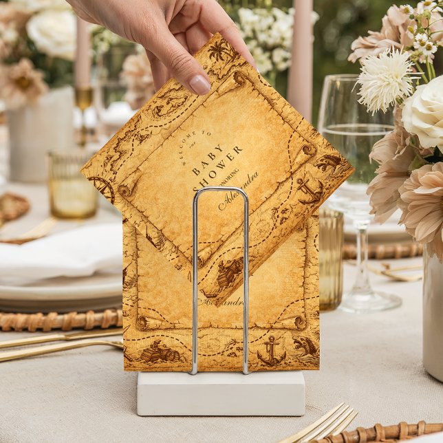 Vintage Pirate Treasure Map Baby Shower Napkin (Creator Uploaded)