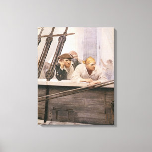 Vintage Pirates Brig Covenant in a Fog by NC Wyeth Canvas Print