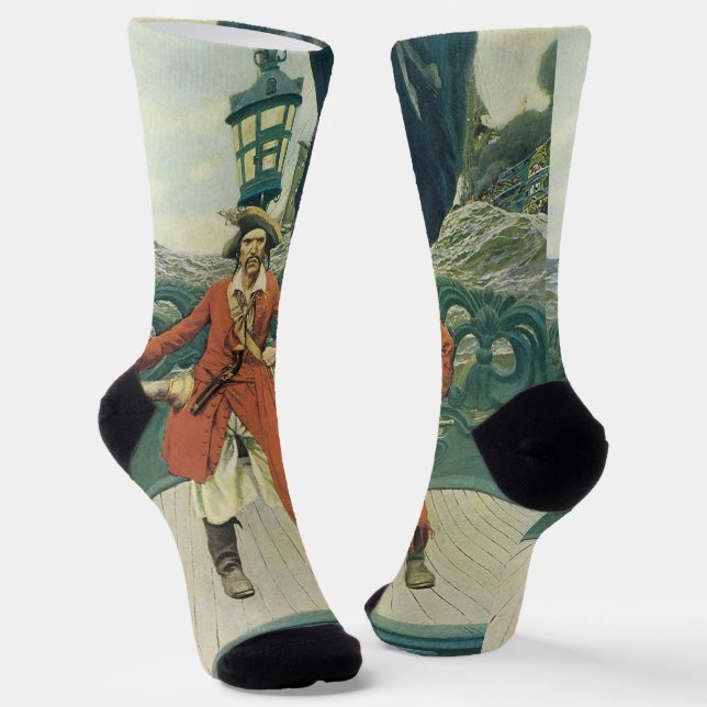 Vintage Pirates, Captain Keitt by Howard Pyle Socks (Angled)