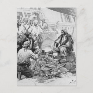 Vintage Pirates Counting their Treasures and Loot Postcard