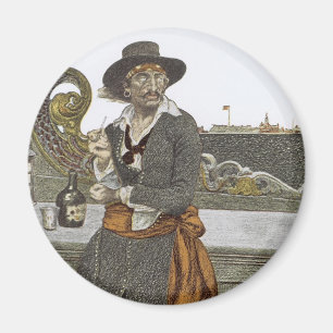Vintage Pirates, Kidd on Deck of Adventure Galley Magnet
