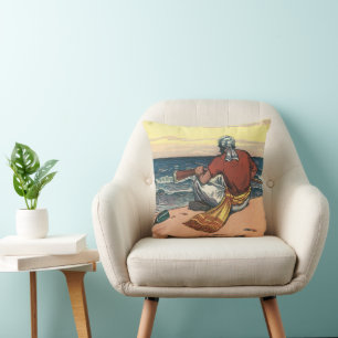 Vintage Pirates, Marooned on a Deserted Island Cushion