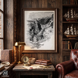 Vintage Pirates, Sir Henry Morgan in the Ocean Poster