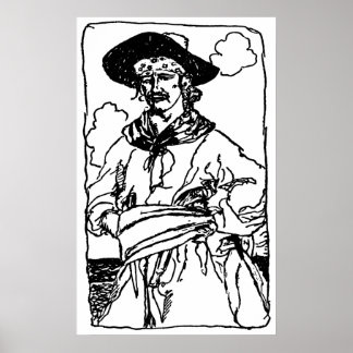 Vintage Pirates Sketch of a Captain by Howard Pyle Poster