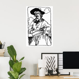 Vintage Pirates Sketch of a Captain by Howard Pyle Poster