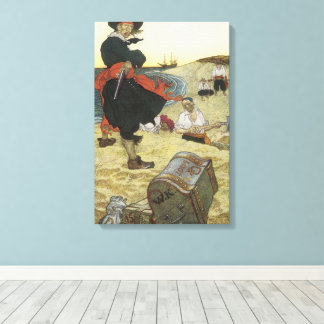 Vintage Pirates, William Kidd Burying Treasure Canvas Print