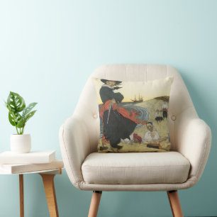 Vintage Pirates, William Kidd Burying Treasure Cushion