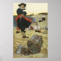 Vintage Pirates, William Kidd Burying Treasure