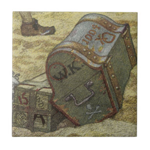 Vintage Pirates, William Kidd Burying Treasure Tile