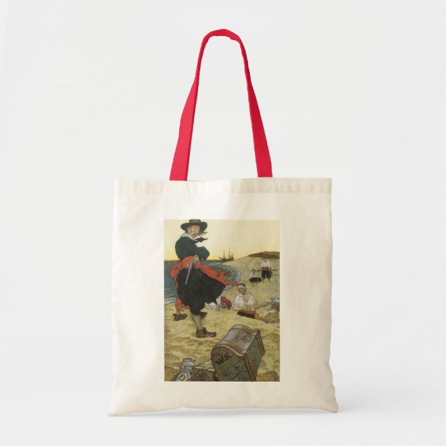 Vintage Pirates, William Kidd Burying Treasure Tote Bag (Front)