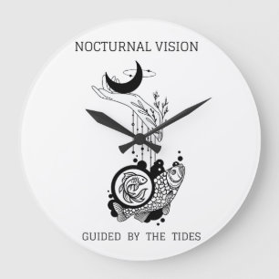 Vintage Pisces Astrology Line Art Large Clock