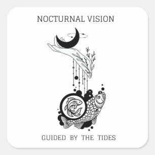 ​Vintage Pisces Astrology Line Art Square Sticker