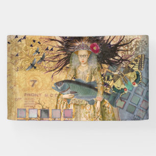 Vintage Pisces Fish Woman Gothic Classic  Banner