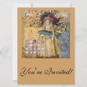 Vintage Pisces Fish Woman Gothic Classic Invitation
